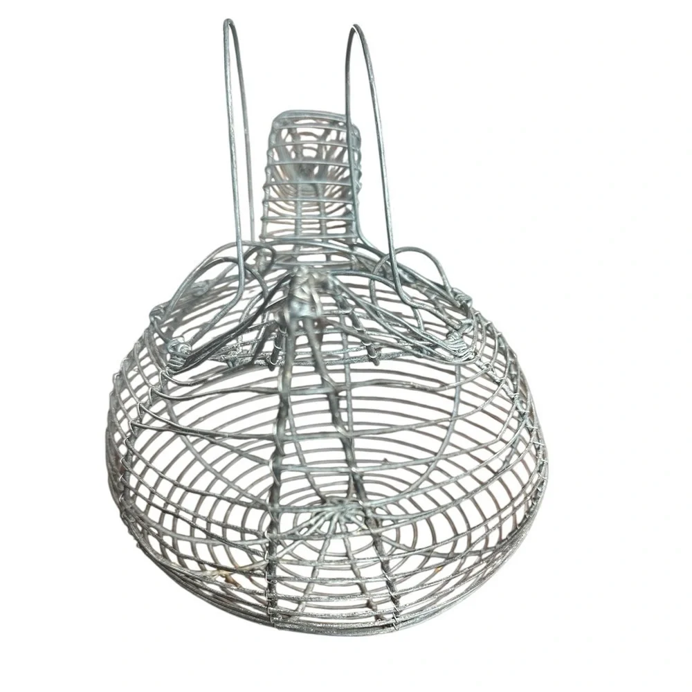 Modern Vintage Silver Wire Chicken Hen Basket